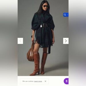 NWT Anthropologie Avec Les Filles Green and Navy Checkered Coat